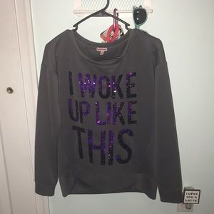 Purple Sequin “I WOKE UP LIKE THIS” Long Sleeve